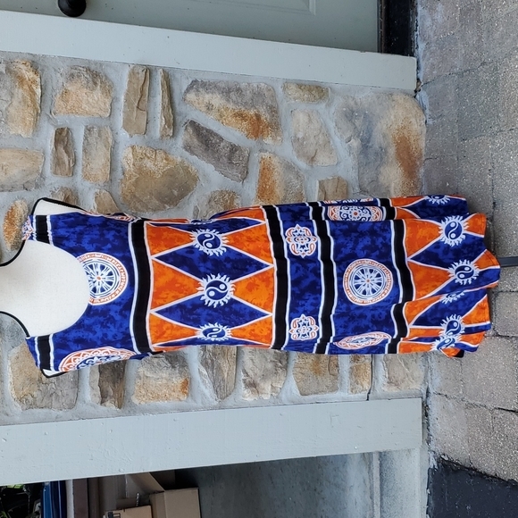 Caribbean Girl Dresses & Skirts - VINTAGE CARIBBEAN GIRL USA DRESS L ORANGE BLUE SUNDRESS LONG BEACH